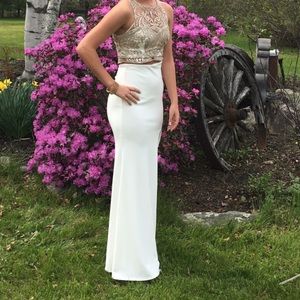 White and Gold Prom Dress